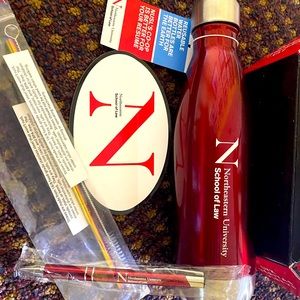 NORTHEASTERN UNIVERSITY SCHOOL OF LAW UNUSED SWAG PACKAGE BOTTLE STRAW STICKER